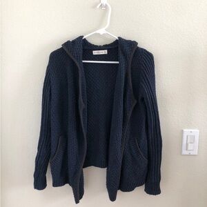 Abercrombie & Fitch Navy Cardigan with Hood and Suede size XS